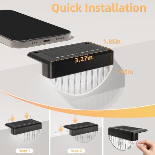 VOLISUN 24 Pack Solar Deck Lights Outdoor, Warm White LED Solar Step Lights for Outside, Waterproof Fence Light for Patio, Deck, Stairs, Yard, Pool and Porch (Black) - Image 3