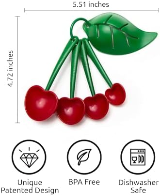 OTOTO Measuring Cups Set - Teaspoons for Dry & Liquid Ingredients, BPA-free & Dishwasher Safe, Funny Gifts, Baking Accessories, Unique Kitchen Gadgets (Mon Cherry) - Image 2