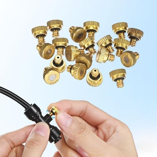 M METERXITY 10-Pack Brass Misting Nozzles, 0.008inch/0.2mm Orifice Heavy Duty 10/24 UNC Screw Thread Misting Nozzle Plug for Outdoor Spray Cooling System/Patio Mist System/Dust Control - Image 4
