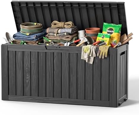 DRATO 100 Gallon Waterproof Deck Box Outdoor Storage Box with Wheels Black by DRATOprovidesawarmandcozy