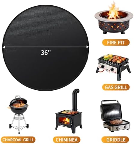 Garvee 36'' Fire Pit Mat, Double-Sided Fireproof Under Grill Deck Protector Mat, Round BBQ Fireplace Pad for Patio, Indoor Outdoor Use, Waterproof/Oil-Proof/Reusable, Black - Image 5