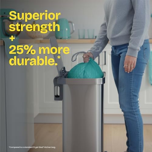 Glad ForceFlex MaxStrength Tall Kitchen Trash Bags, Rip and Tear Resistant, Bahama Bliss Scented Teal Tall Garbage Bags, Odor Control, Febreze Freshness, 13 Gallon, 90 Count - Image 6