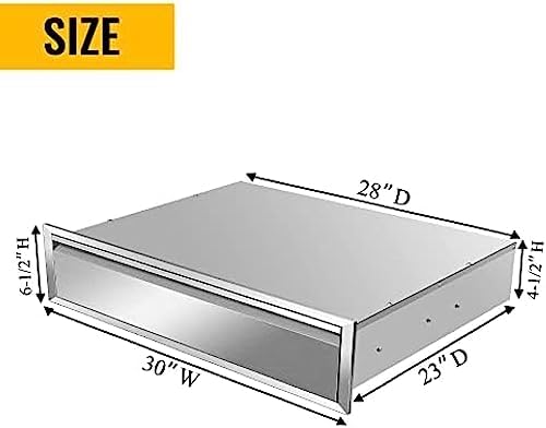 Flush Mount Stainless Steel Double Drawers with Recessed Handles for Outdoor Kitchens Or BBQ Island,-30W X 6.5H X 23D Inch - Image 3