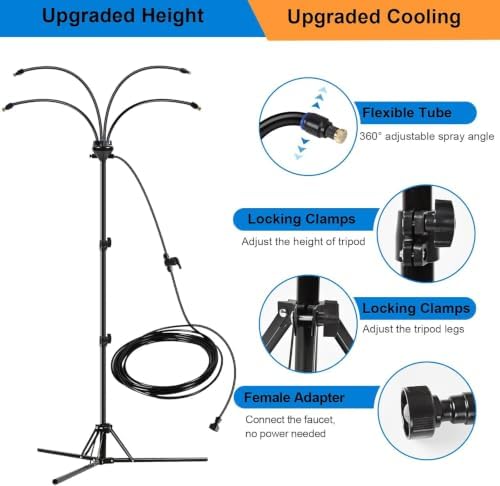 Standing Misters for Outside Patio, Adjustable Height 5.3 FT Stand Misting System for Cooling Outdoor, Water Mister for Mist Playing, Patio Cooling, Backyard - Image 6
