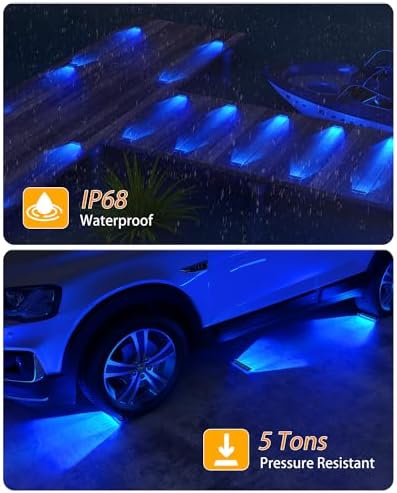 DetarZinLED Blue Solar Step Lights for Outside IP68 Waterproof Led 6 Pack - Image 3