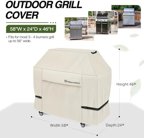 Porch Shield Waterproof Outdoor BBQ Grill Cover 56 inch, Light Tan - Image 2