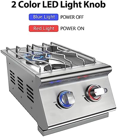 Double Grilling Side Burners for Outdoor Kitchen, 2 * 15,000BTU Liquid Propane Burners, Duty Heavy 304 Stainless Steel, Built-in Side Burner for BBQ Island Grill, with Natural Gas Kit - Image 3