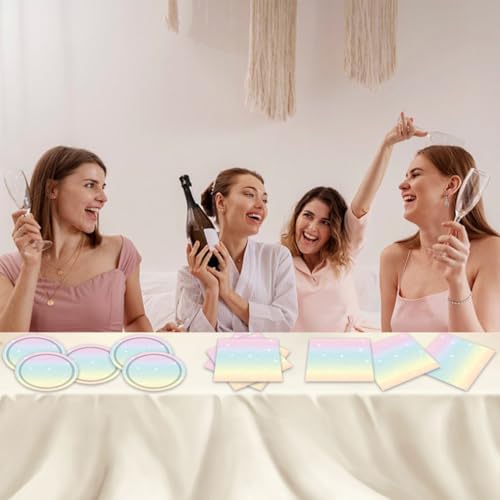 40pcs Pastel Rainbow Party Decorations Pastel Rainbow Paper Plates and Napkins For Baby Shower Decorations,Suitable for 20 Guests - Image 7