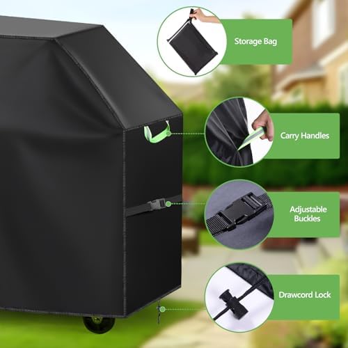 58 Inch 600D Heavy‑Duty Grill Cover for Weber Genesis II & Genesis 300 Series, Waterproof, Anti‑UV, Rip‑Proof, Fade Resistant Gas Grill Cover with Adjustable Buckle Straps - Image 2