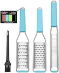 Cambom Cheese Grater Citrus Zester Lemon Zester Pack of 3-304 Stainless Steel - A Sharp Tool for Parmesan Cheese, Ginger, Garlic, Nutmeg, Chocolate, Vegetables，Fruits，Dishwasher Safe Blue by Cambom