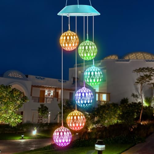 Toodour Solar Wind Chime, Color Changing Moroccan Ball Wind Chimes by Toodour