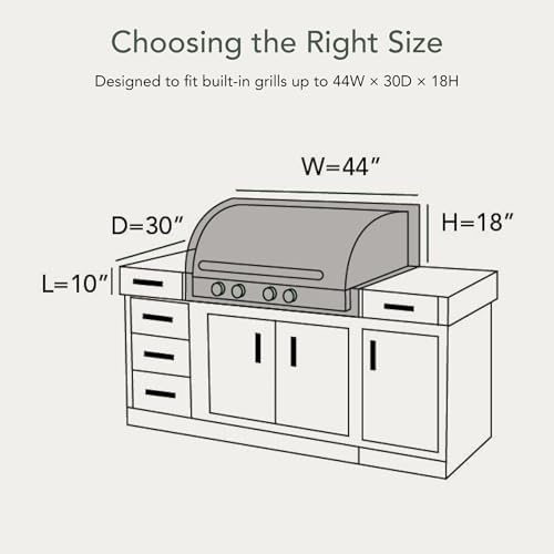 Covermates Classic Built-in Grill Cover - 44" Wx30 Dx18 H - Water Resistant - Image 2
