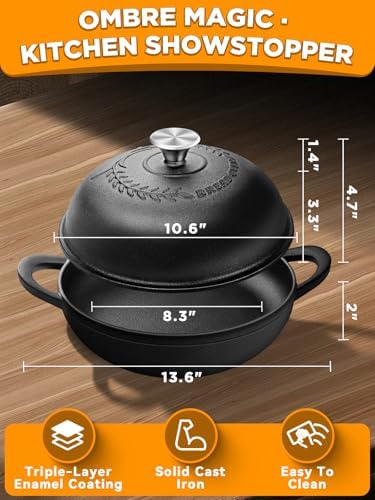 Dutch Oven Bread Baking Pot with Lid 6QT Cast Iron Design & Complete Sourdough Kit (Banneton Basket, Dough Tools, Silicone Sling) for Artisan Bread Making - Image 3