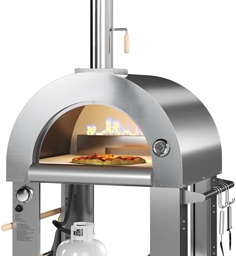 KoolMore 32 in. Outdoor Propane Gas and Wood fired Pizza Oven in Stainless-Steel - Image 3
