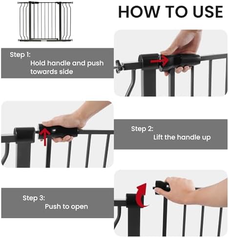 BalanceFrom 29.1-43.3" Easy Walk-Thru Baby and Pet Safety Gate with Hold-Open and Auto-Close – Adjustable Steel Barrier for Stairs, Doorways, and Hallways, No Drilling Installation - Image 2