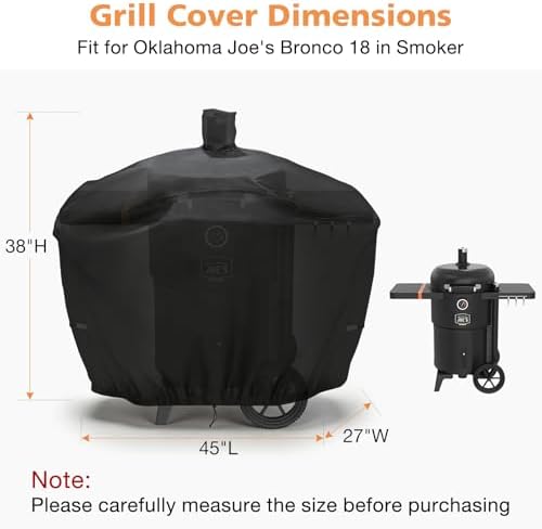 BBQ Grill Cover for Oklahoma Joe's Bronco 2.0 Drum 18 in Smoker - Image 2
