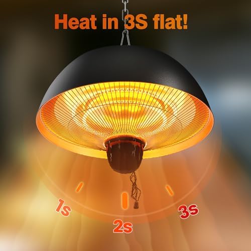 Hanging Patio Heater, Outdoor/Indoor Electric Infrared, Ceiling Heater with 3 Adjustable Modes 600W/900W/1500W. - Image 3
