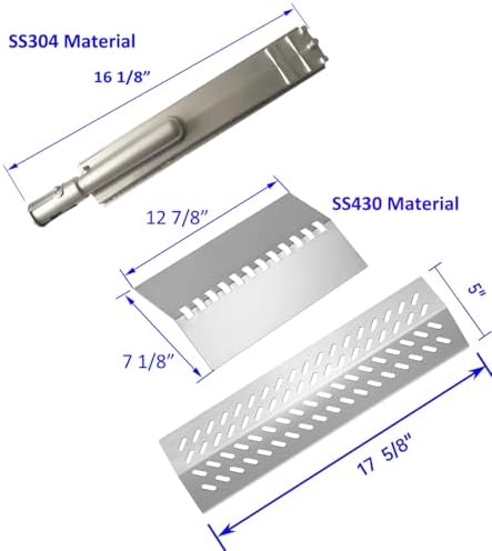 5pcs 16516 Stainless Steel Burners for Bull Grill Replacement Parts + 5pcs 16631 Flame Tamer Flavor Bar + 4pcs 16520 Heat Plate Shield Set,Fits for Bull, Lion, Cal Flame 5 Burner Gas Grills - Image 2