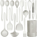 AOTHOD Silicone Cooking Utensils Set - 446°F Heat Resistant Silicone Kitchen Utensils,Spatula,Spoon, Kitchen Utensil Sets Gadgets Tools Set for Nonstick Cookware,Dishwasher Safe Bpa Free (Cream White) by Safeandsuitableforuse