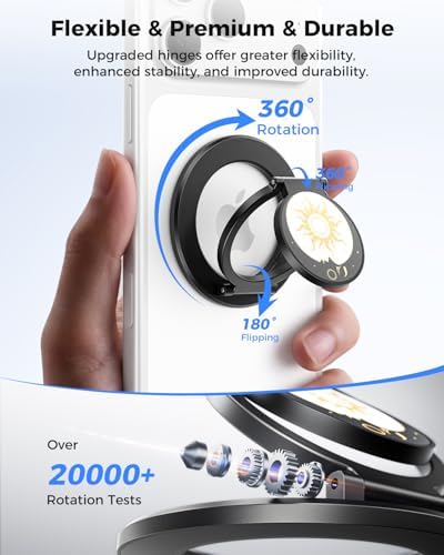 SUPERONE Upgraded Magnetic Phone Grip Sun, Removable Gym MagSafe Kickstand, Dual-Sided Magnet Phone Ring Holder for iPhone 17/16/15/14/13/12, Compatible with Magnetic Car Mount- Sun and Moon Pattern - Image 6
