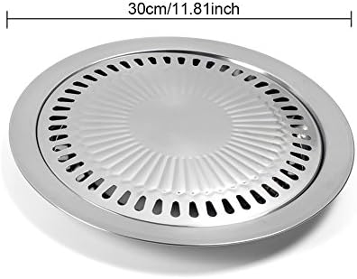 BBQ Plate,korean Style Stovetop,Smokeless Indoor Stainless Steel Non-stick Roasting Round Barbecue Grill Pan For Indoor Outdoor Camping BBQ, Cooking Delicious Roasting Food - Image 4