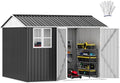 DWVO 10x8ft Large Tool Storage Shed with Window, Lockable Doors, and Sloped Roof, Oversized Steel Outdoor Storage Shed for Garden, Patio, Garage, Backyard, Lawn - Gray & White by DWVO