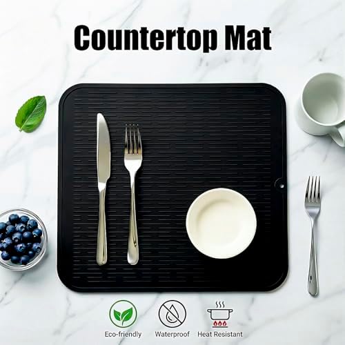 MicoYang Silicone Dish Drying Mat for Multiple Usage,Easy clean,Eco-friendly,Heat-resistant Silicone Mat for Kitchen Counter or Sink,Refrigerator or Drawer Liner Coffee XL 18 inches x 16 inches - Image 3