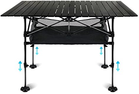 LEADALLWAY Adjustable Aluminum Camping Table 47" L x22 W by LEADALLWAY