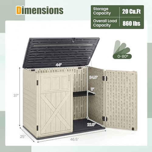 Tangkula 20 Cu.Ft Large Outdoor Storage Cabinet w/Adjustable Shelf - Image 5