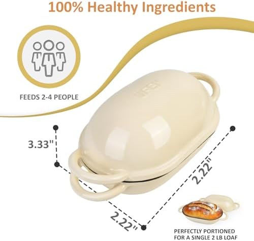 Dutch Oven for Bread Baking – Premium Cast Iron Pot with Lid – Perfect for Sourdough, Artisan Loaves & No-Knead Bread – 2 QT / 1.9L (Enameled, Round, Oven & Stovetop Safe), White - Image 5