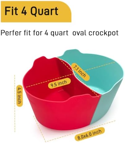 Magikichen Silicone Crock pot Liners,Slow Cooker Liners, 4 Quart Oval Reusable Crock pot Divider Insert,BPA-Free, Dishwasher Safe - Image 2