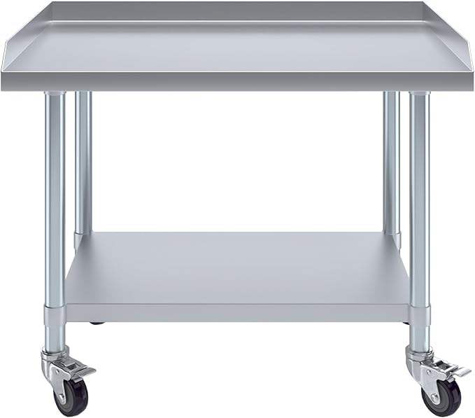 36" x 24" Stainless Steel Equipment Stand with Undershelf and Casters NSF - Image 2