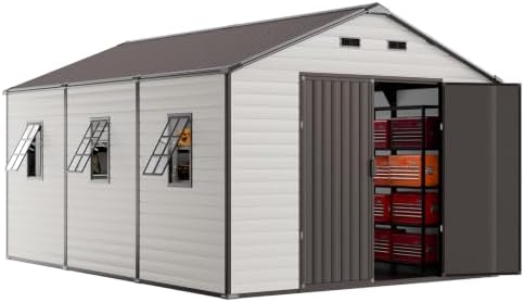 WACASA 10x14 FT Large Resin Plastic Outdoor Storage Shed, Floor Included by WACASA
