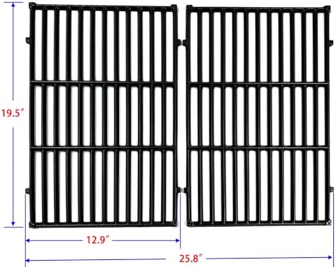 DC132 19.5” x 12.9" Grill Grates Replacement for Weber 7524, 7528, Genesis 300 E/S 310 320 330 EP310 EP320 EP330 Gas Grill (2007-2016 ONLY), Set of 2 Cast Iron Cooking Grid Grates - Image 2
