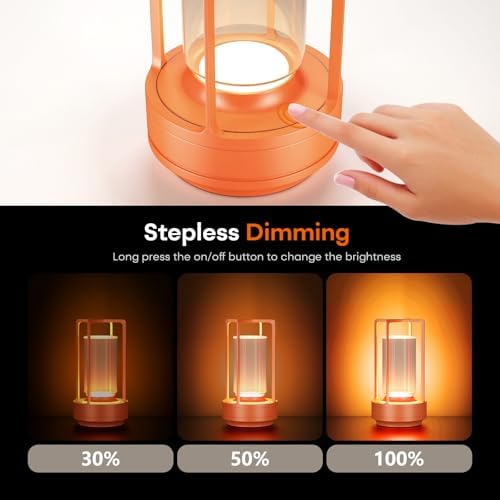 Rechargeable Cordless Small Metal Table Lamp, Stepless Dimming, 3-Color - Image 5