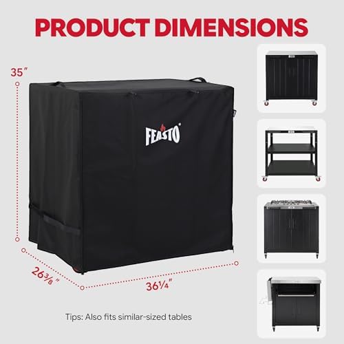Feasto Outdoor Grill Cart with Storage Cabinet & Protective Cover - Image 3