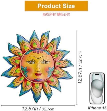 Daogtc Metal Sun Flower Wall Decor,12.87 inches Sun Wall Art Hanging Decoration for Indoor and Outdoor, Garden Farmhouse Yard Patio Fence Living Room Bedroom Decor - Image 3