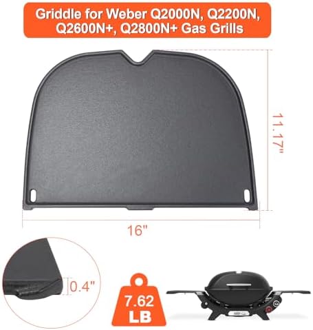 QuliMetal Cast Iron Griddle for Weber Q2000N, Q2200N, Q2600N+ & Q2800N+ - Image 2