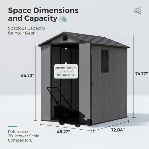 Devoko 4×6 FT Resin Storage Sheds with Floor, Dark Gray - Image 2