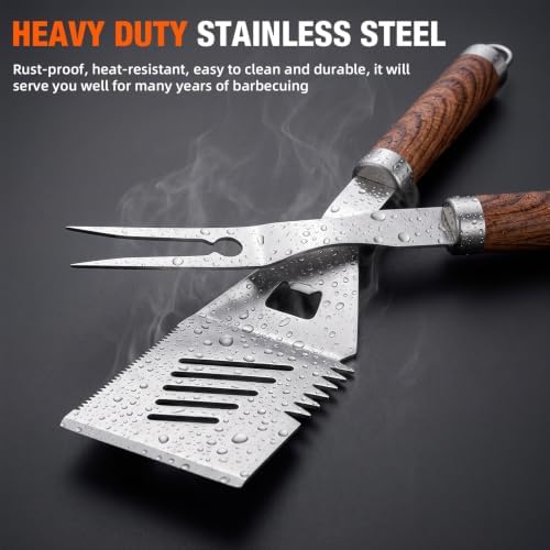 MUYFIO 32 Pcs BBQ Accessories, Heavy Duty Grill Accessories, 16 in, Stainless Steel Grill Set with Case, Thermometer, BBQ Tools for Outdoor Grill Camp Cook, Grill Gifts for Men, Women - Image 5