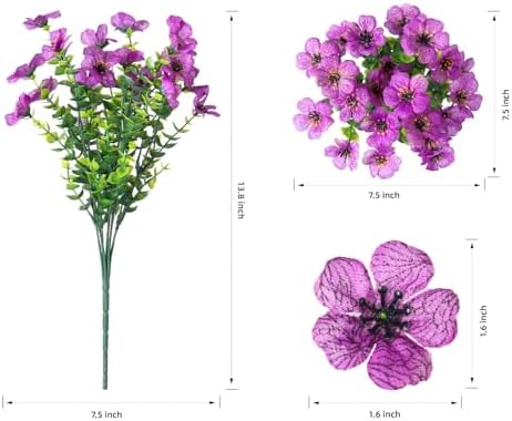 Daisy Artificial Flowers for Outdoors Decor, 12 Bundles Faux Daisy with Eucalyptus Fake Plants Greenery UV Resistant Look Real Colorful Faux Flowers for Outside Planter Porch Patio Yard Garden, Purple - Image 6