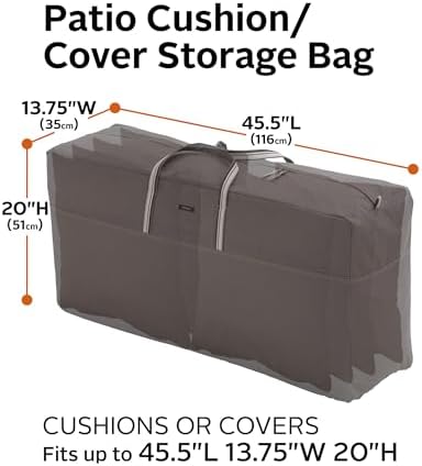 Classic Accessories Ravenna Water-Resistant 45.5 Inch Patio Cushion and Cover Storage Bag, Patio Furniture Covers - Image 3