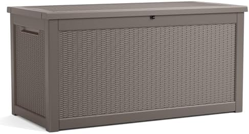 320 Gallon Outdoor Storage Box Waterproof, Resin Lockable Deck Box with Lid, Large Capacity Weatherproof Container for Patio Furniture Pool Accessories, Cushions(Grey, 320 Gallon) by KFY