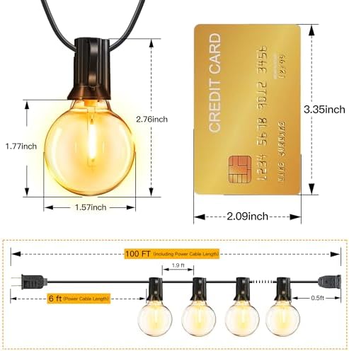 Ollny Outdoor String Lights, 100FT LED Patio Lights Waterproof Plug in - Image 4