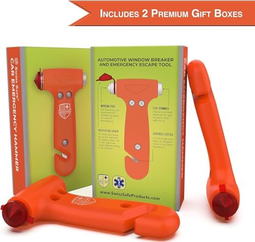 Swiss Safe Car Safety Hammer Window Breaker Tool with Seatbelt Cutter - Image 4