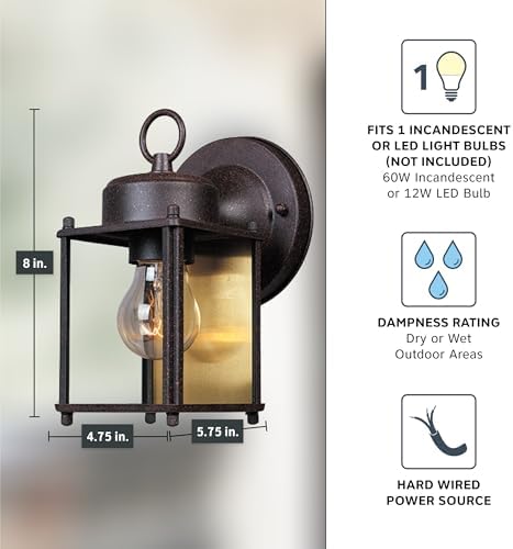 Designers Fountain 1161-RP Porch Outdoor Wall Lantern Sconce, 8in H, Rust Patina - Image 4