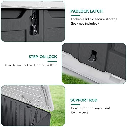 YITAHOME Outdoor Resin Storage Sheds, 39 in Height Lockable Waterproof Horizontal Shed w/o Shelf, Easy to Assemble Shed Storage for Garden Tools, Dark Gray - Image 4