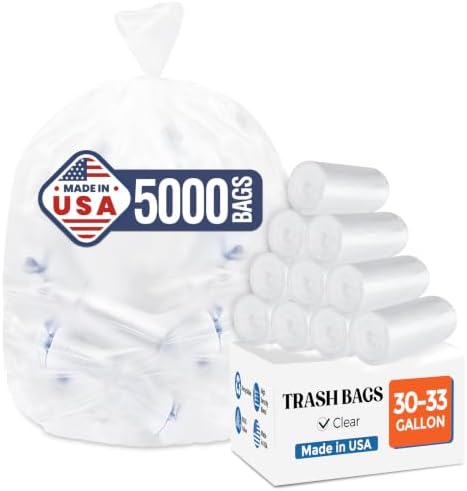 Delxo 30-33 Gallon Trash Bags, 5000 Count Bulk Value Large Garbage Bags by Delxo