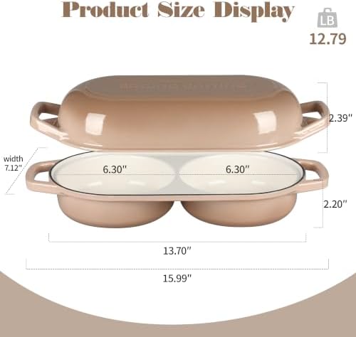 EDGING CASTING Enameled Cast Iron Double Bread Dutch Oven, Mocha - Image 2