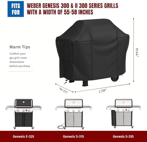 SHINESTAR 58in Grill Cover for Weber Spirit & Genesis, Velcro Straps - Image 2
